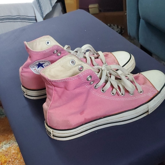 bright pink high top converse